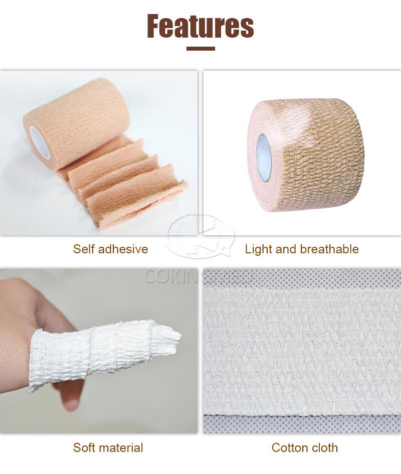 Bandagem elástica autoadesiva de algodão