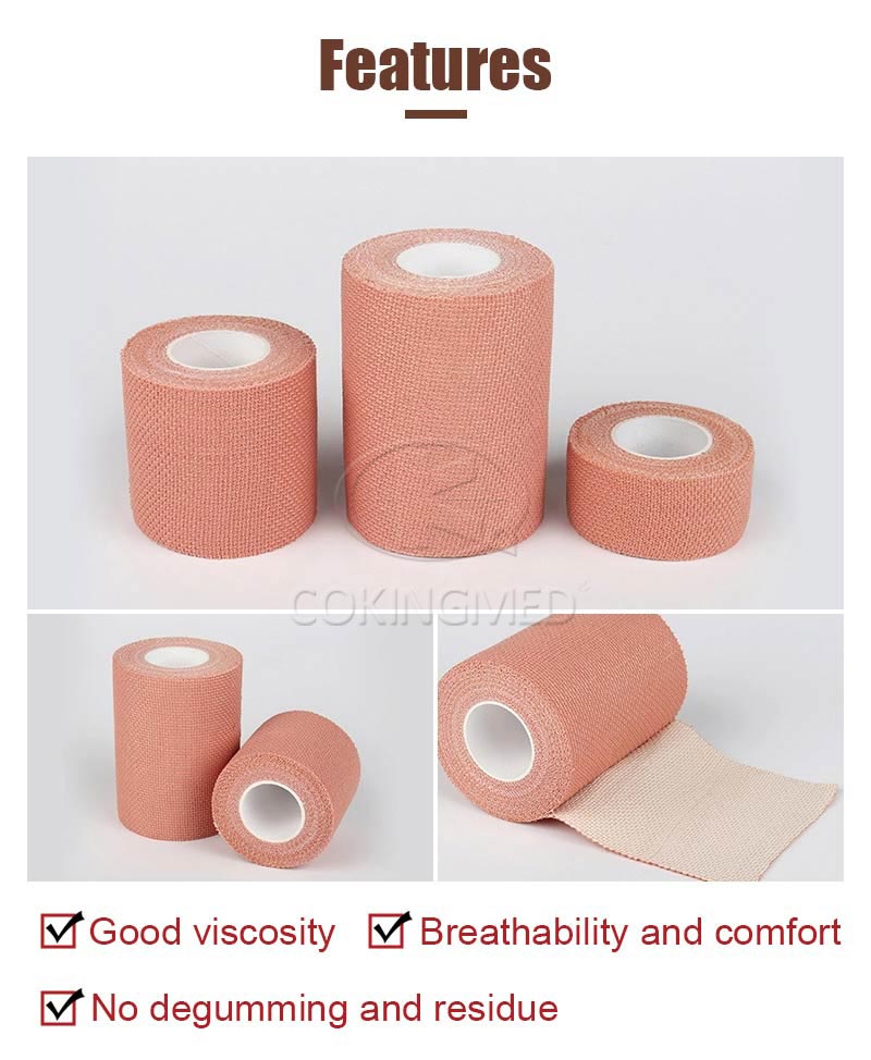 Bandagem elástica adesiva de pano de perfuração (aplicação única com cola)